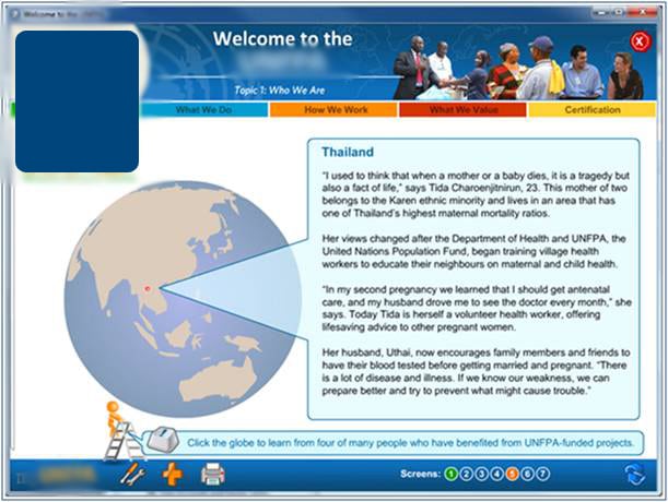 Screen shot of the UN Orientation e-Learning Course