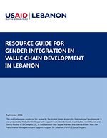 Resource Guide for Gender Integration in Value Chain Development in Lebanon