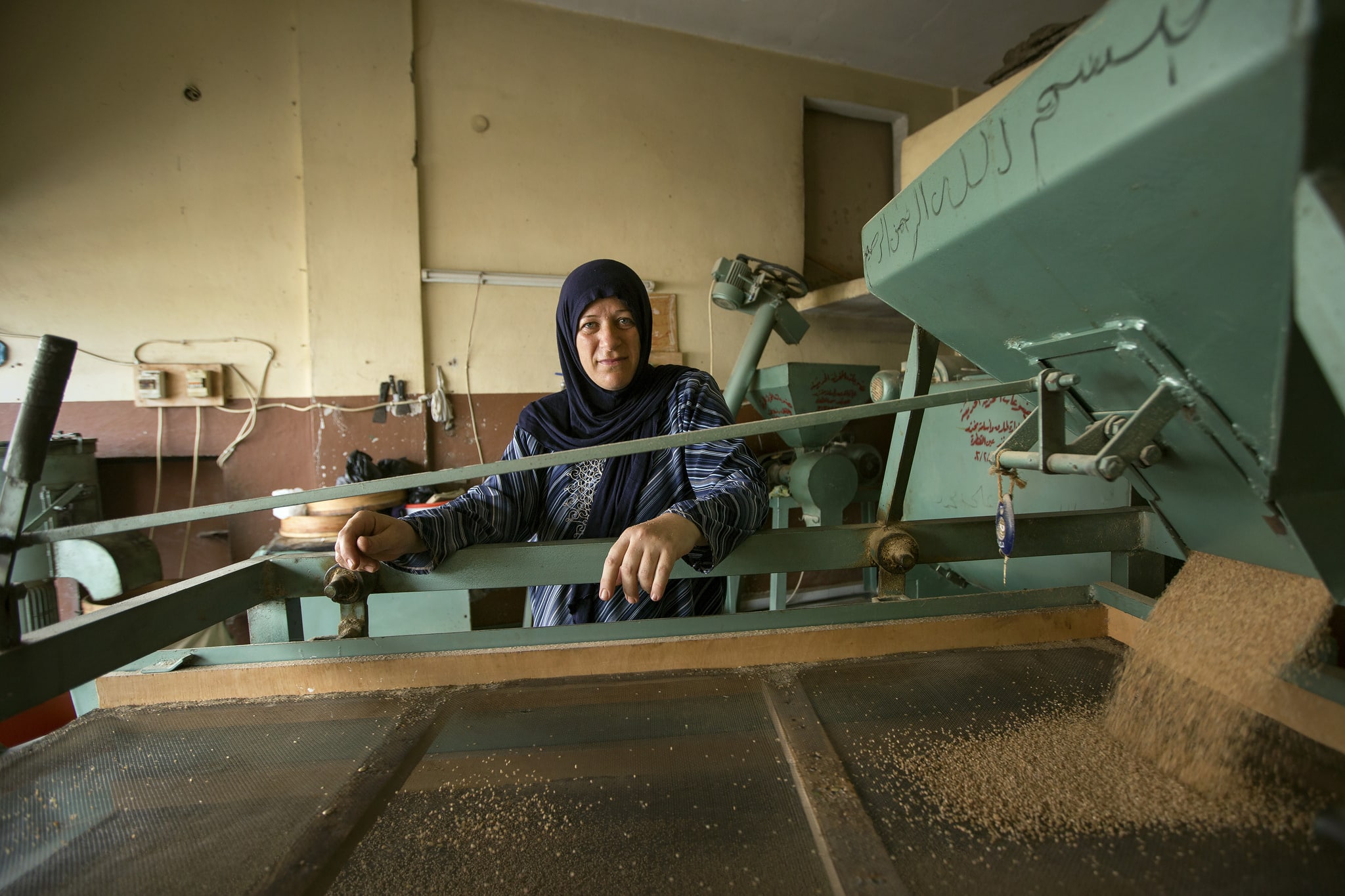 gender Lebanese woman processes grains